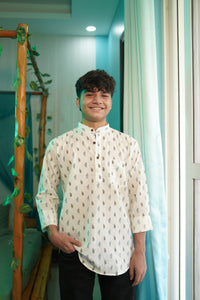 🌿 The Indigo Sprig Kurta – Nature-Inspired Sophistication