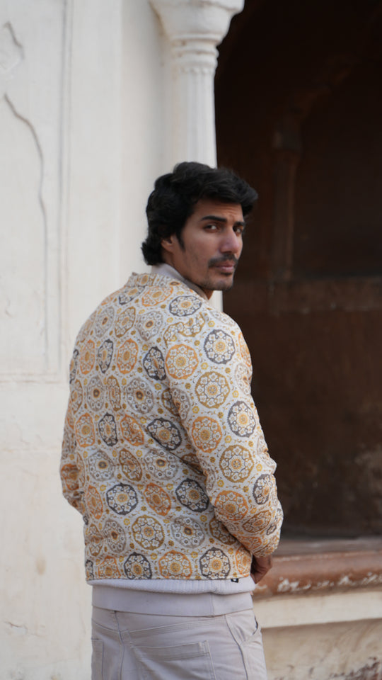 SARKARA Unisex Yellow-White Zipper Jacket – Winter ’25 Collection