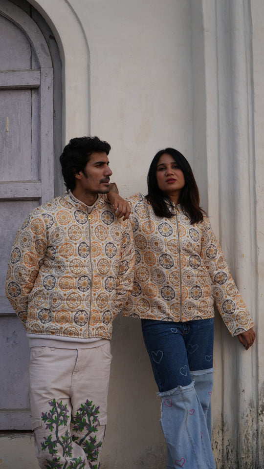 SARKARA Unisex Yellow-White Zipper Jacket – Winter ’25 Collection