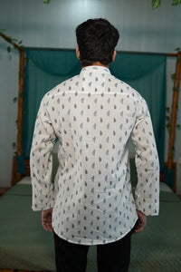 🌿 The Indigo Sprig Kurta – Nature-Inspired Sophistication