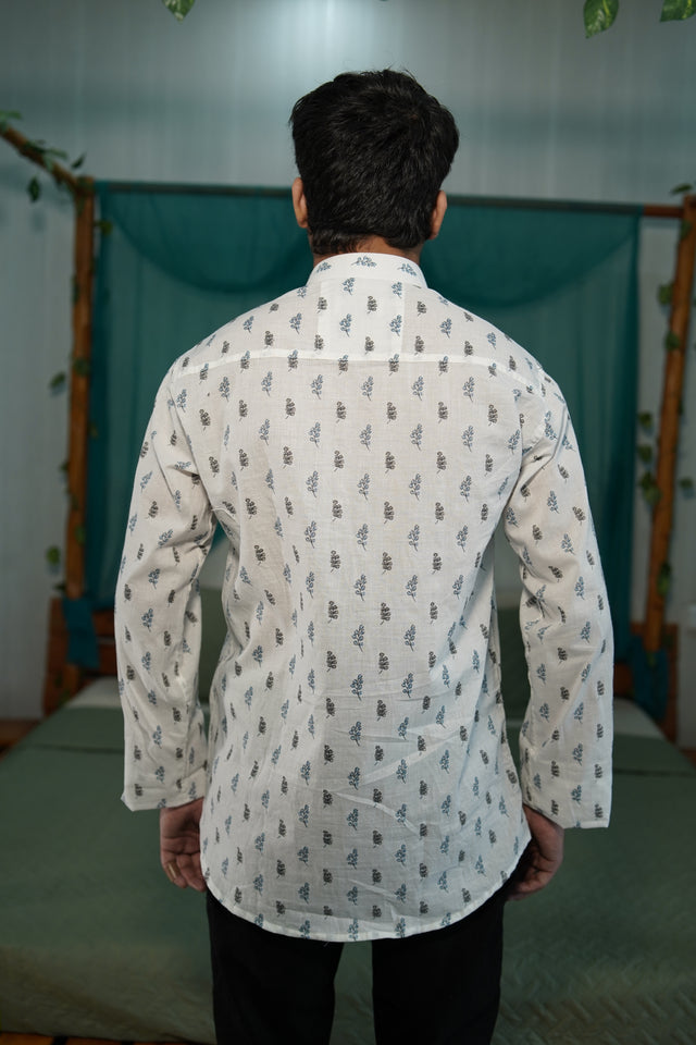 🌿 The Indigo Sprig Kurta – Nature-Inspired Sophistication