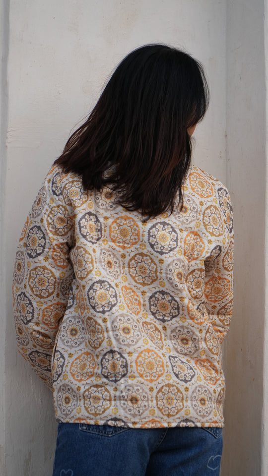 SARKARA Unisex Yellow-White Zipper Jacket – Winter ’25 Collection