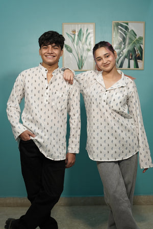 🌿 The Indigo Sprig Kurta – Nature-Inspired Sophistication