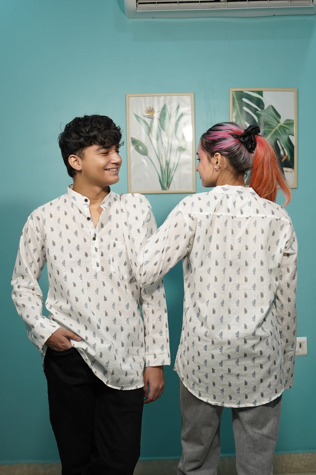 🌿 The Indigo Sprig Kurta – Nature-Inspired Sophistication