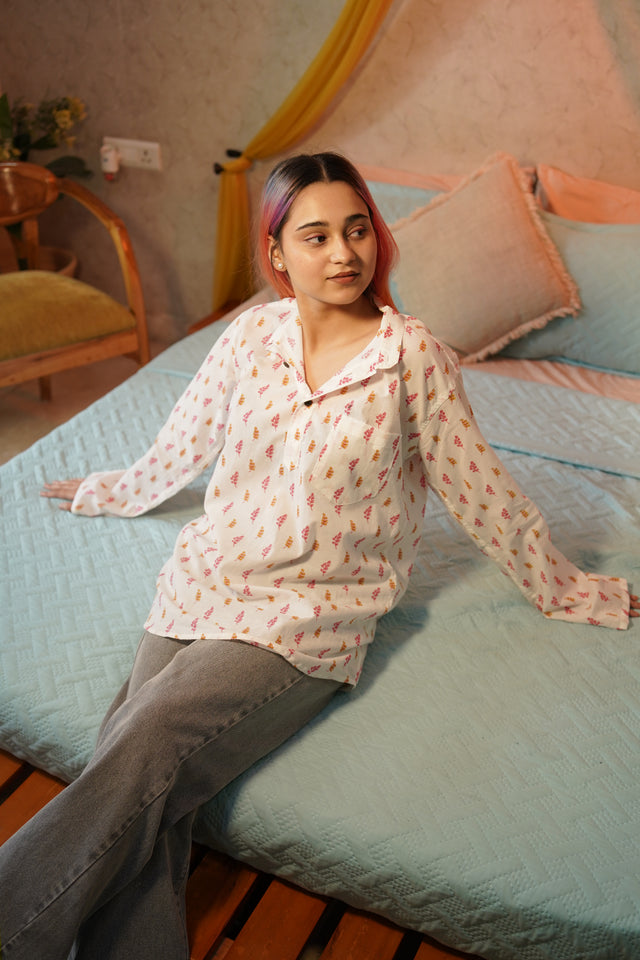 Gulaabi Gulmohar Kurta – Light, Playful & Breezy