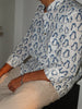 White Jaipuri Cotton Kurta with Blue Penguin Print