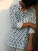 White Jaipuri Cotton Kurta with Blue Penguin Print
