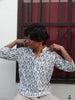 White Jaipuri Cotton Kurta with Blue Penguin Print