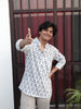 White Jaipuri Cotton Kurta with Blue Penguin Print