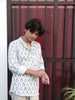White Jaipuri Cotton Kurta with Blue Penguin Print