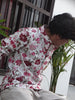 White Jaipuri Cotton Kurta with Red & Pink Floral Print