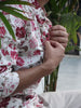 White Jaipuri Cotton Kurta with Red & Pink Floral Print