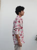 White Jaipuri Cotton Kurta with Red & Pink Floral Print