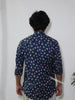 Dark Blue Jaipuri Cotton Kurta with Elephant Print
