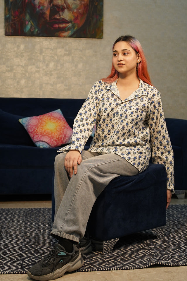 The Blue Jaipuri Blossom Kurta – Classic, Cool & Comfortable