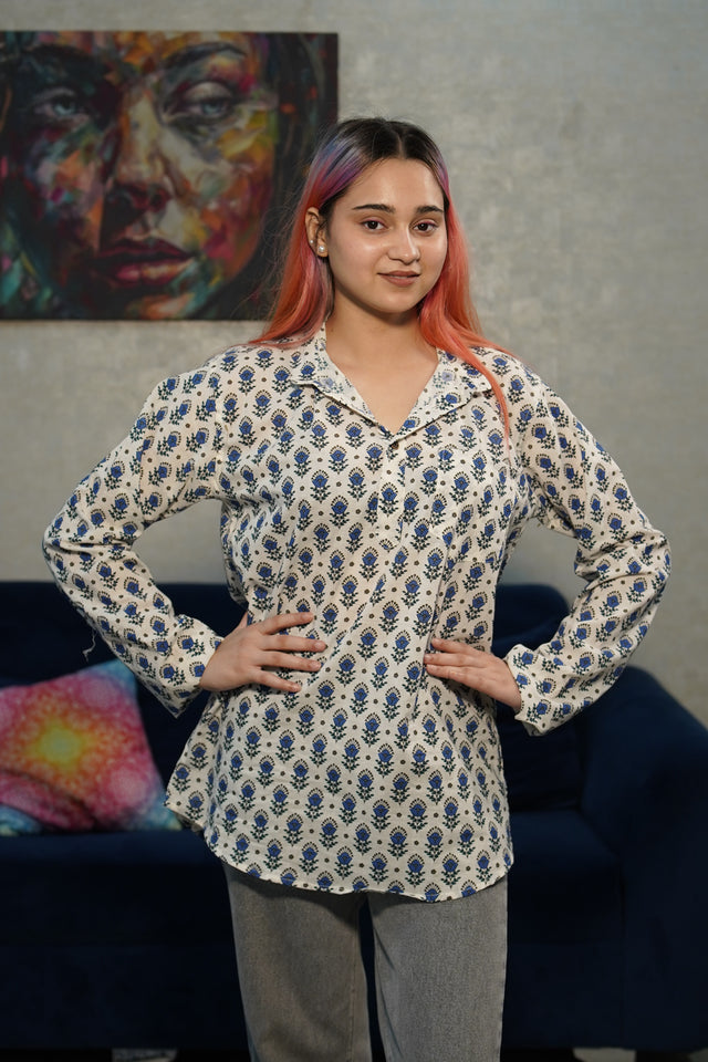 The Blue Jaipuri Blossom Kurta – Classic, Cool & Comfortable