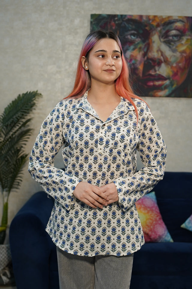 The Blue Jaipuri Blossom Kurta – Classic, Cool & Comfortable