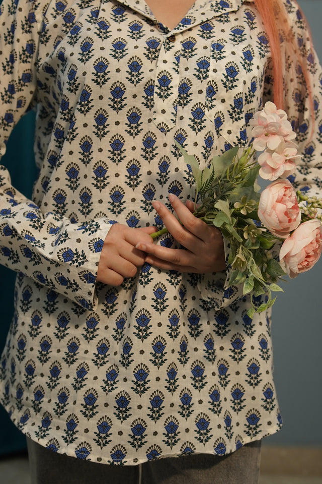 The Blue Jaipuri Blossom Kurta – Classic, Cool & Comfortable