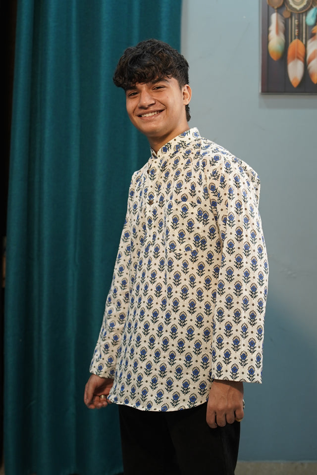 The Blue Jaipuri Blossom Kurta – Classic, Cool & Comfortable