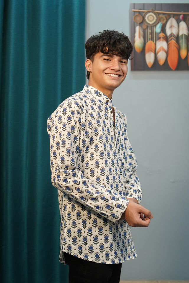 The Blue Jaipuri Blossom Kurta – Classic, Cool & Comfortable