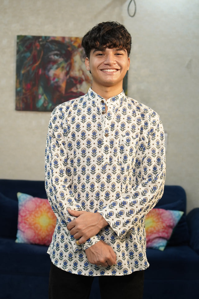 The Blue Jaipuri Blossom Kurta – Classic, Cool & Comfortable