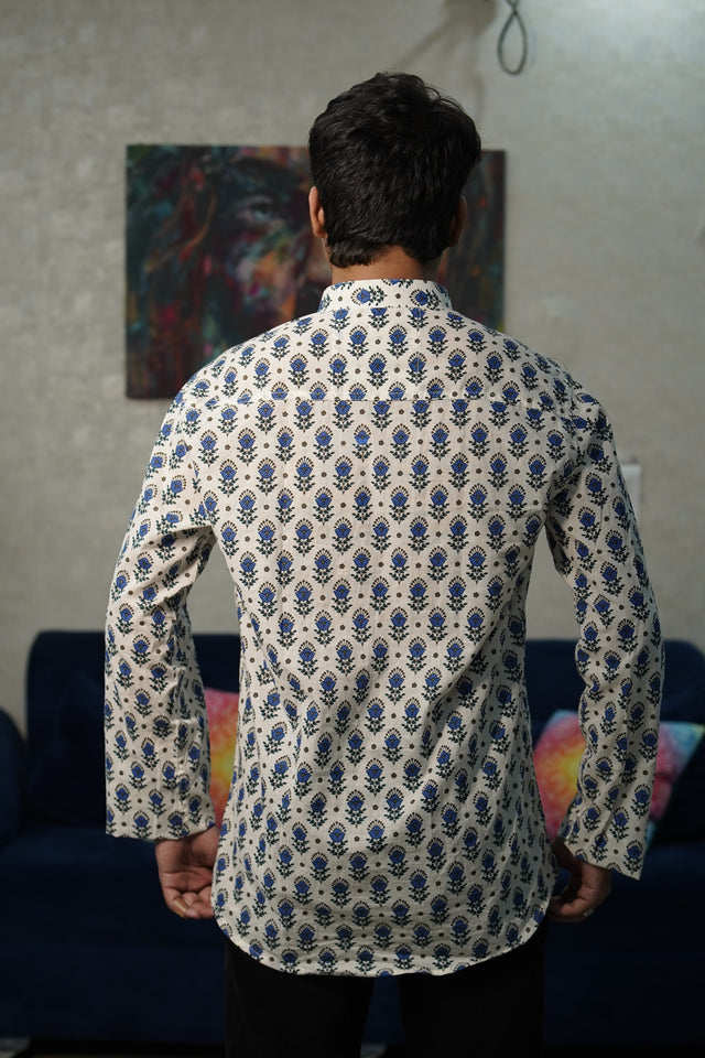 The Blue Jaipuri Blossom Kurta – Classic, Cool & Comfortable